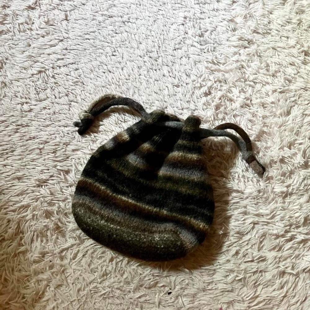Wool Earthy Hippie Boho Natural Indie Drawstring Bag Forest Festival Granola‎